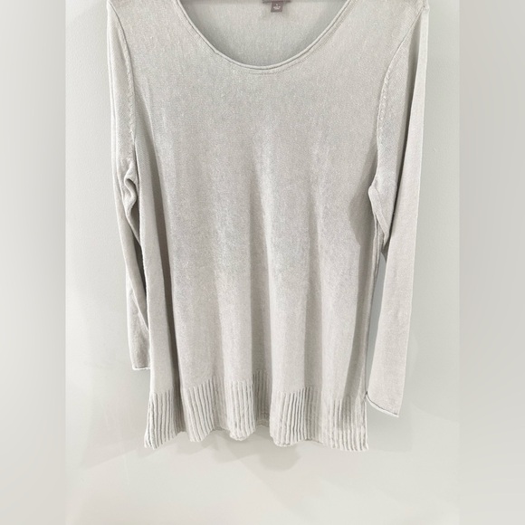 J. Jill Pleated Hem Linen Blend Tunic Sweater Gray Size Large - Picture 3 of 5